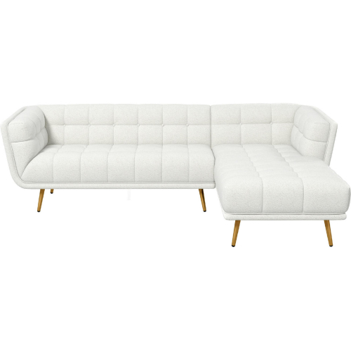 Addison Sectional Sofa w/ Right Facing Chaise in Tufted Cream Boucle Fabric