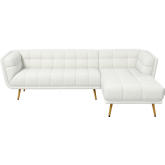 Addison Sectional Sofa w/ Right Facing Chaise in Tufted Cream Boucle Fabric