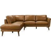 Benson Sectional Sofa with Left Facing Chaise in Tan Leather