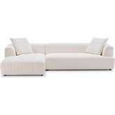 Kaynes Sectional Sofa w/ Left Facing Chaise in Tufted Ivory Boucle Fabric