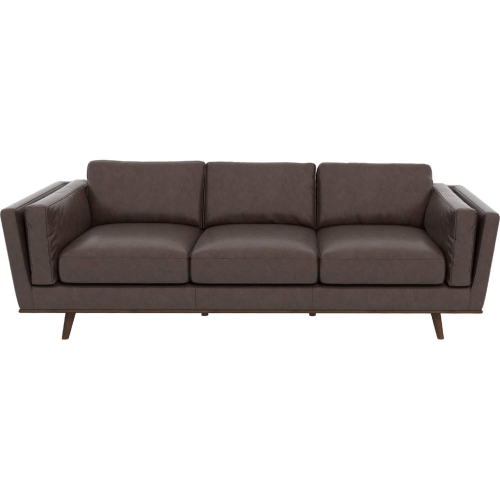 Chase 89" Sofa in Brown Leather & Wood