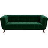 Addison 86" Sofa in Tufted Green Velvet