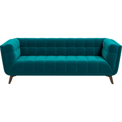 Addison 86" Sofa in Tufted Teal Velvet