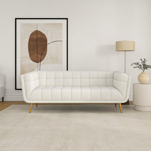 Addison 86" Sofa in Tufted Beige Boucle Fabric