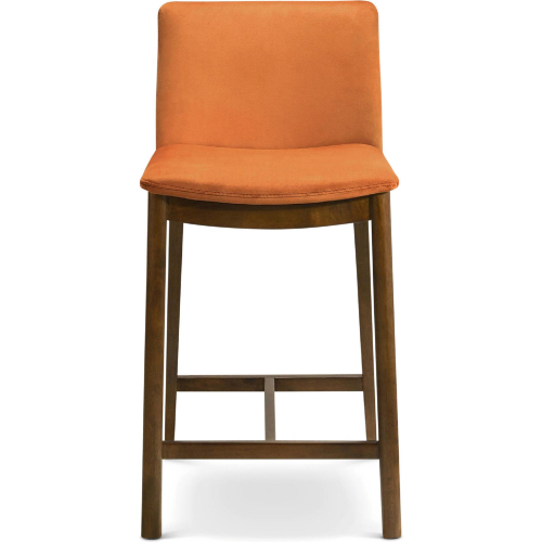 Shannon Counter Stool Chair in Burnt Orange Velvet & Wood