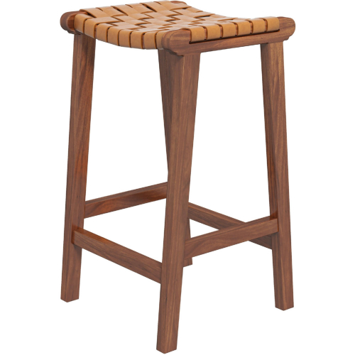 James 29" Bar Stool in Tan Leather & Wood