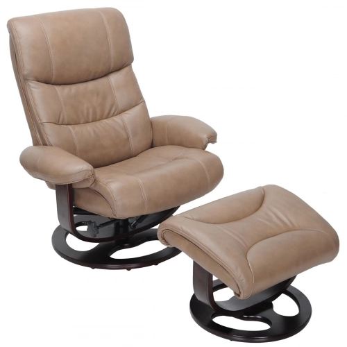 Dawson Swivel Pedestal Recliner & Ottoman in Frampton Brown Leather