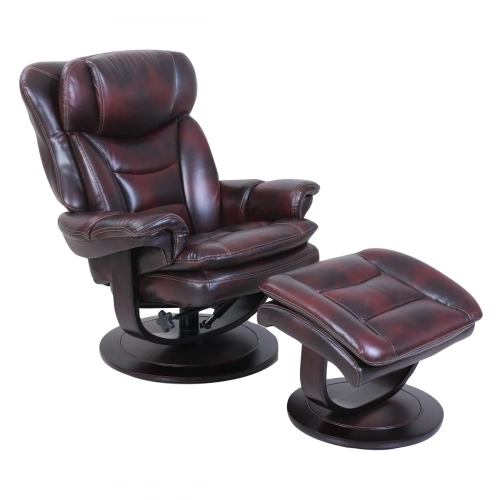 Roscoe Manual Pedestal Recliner in Plymouth Mahogany Leather