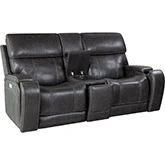 Glenwood Lay Flat Power Recline Sofa w/ Power Head Rest & Lumbar in Steel Gray Top Grain Leather