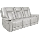 Sanibel Power Recline Sofa w/ Lay Flat, Head Rest & Lumbar in Dove Gray Top Grain Leather