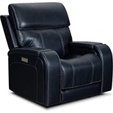 Glenwood Lay Flat Power Recliner w/ Power Head Rest & Lumbar in Ocean Blue Top Grain Leather