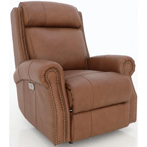 Blair Big & Tall Power Recliner w/ Power Head Rest in Saddle Brown Top Grain Leather