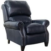 Churchill Manual Recliner in Top Grain Shoreham Blue Leather w/ Nailhead Trim