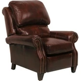 Churchill Manual Recliner in Top Grain Double Fudge Leather w/ Nailhead Trim