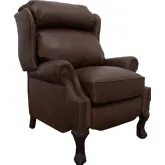 Danbury Push Thru The Arms Recliner in Clifton Chocolate Brown Top Grain Leather