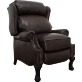 Danbury Push Thru The Arms Recliner in Creede Fudge Brown Leather
