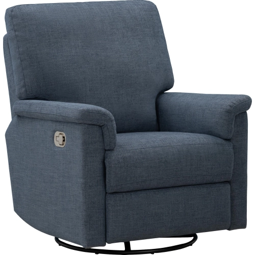 Dawn Manual Swivel Glider Recliner in Tweed Indigo Blue Fabric