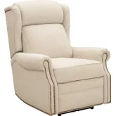 Gabby Power Recliner with Power Head Rest & Lumbar in Tweed Beige Polyester Fabric