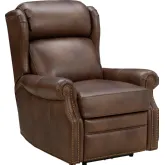 Gabby Power Recliner with Power Head Rest & Lumbar in Worthington Cognac Brown Leather
