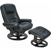 Jacque Pedestal Recliner & Ottoman in Hilton Black Leather