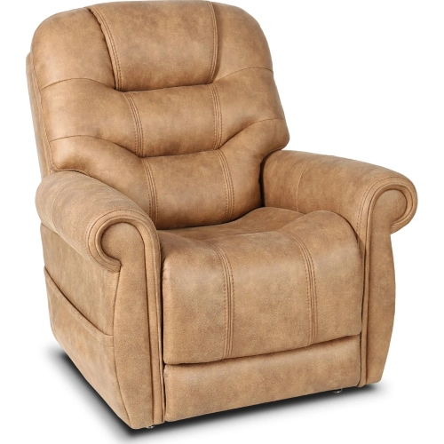 Lucas Power Lift Recliner w/ Head Rest, Lumbar & Heat in Silt Tan Performance Fabric