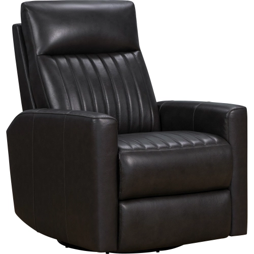 Munro Swivel Glider Power Recliner w/ Power Head Rest in Dark Gray Leather