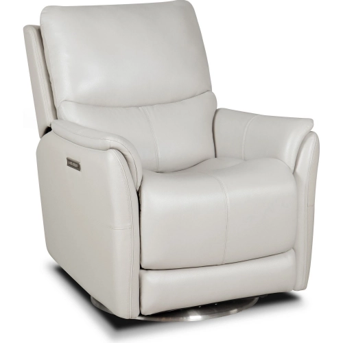 Salem Power Swivel Layflat Recliner w/ Power Head Rest & Lumbar in Ivory Leather