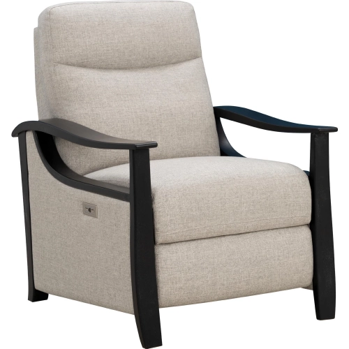 Woodmark Power Rocker Recliner w/ Power Head Rest in Linen Gray Fabric & Ebony Wood