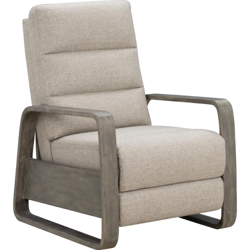 Zoey Push Thru The Arms Recliner in Linen Gray Fabric & Grey Wood