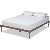 Iseline Queen Platform Bed in Antique Oak Finish Wood