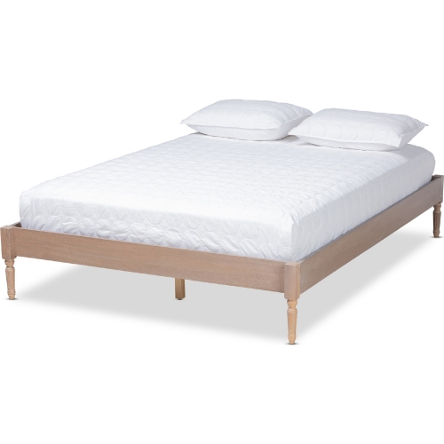 Colette Full Platform Bed Frame in Antique Oak Finish Wood