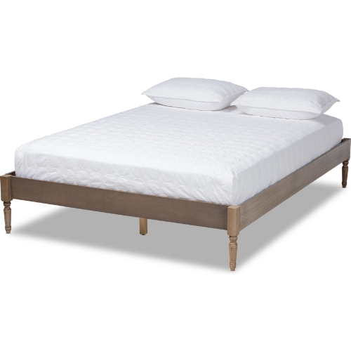 Colette Full Platform Bed Frame in Weathered Gray Oak Finish