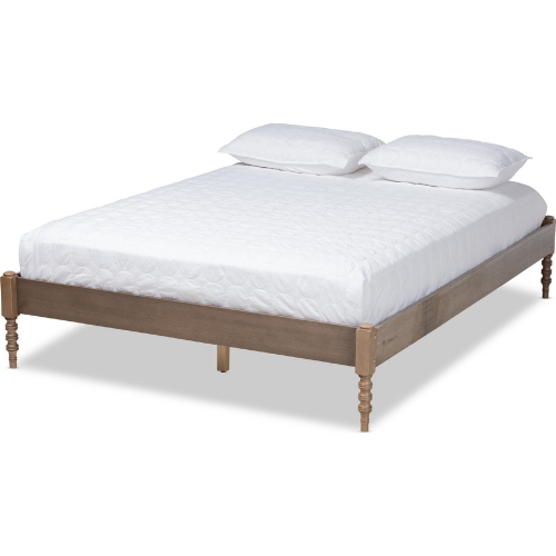 Cielle King Platform Bed Frame in Weathered Gray Oak Finish