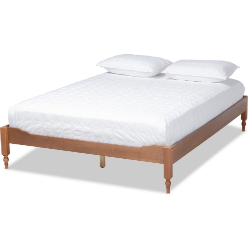 Laure Full Platform Bed in Ash Walnut Finish Wood Frame