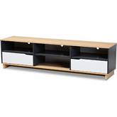 Reed 2 Drawer 70" TV Stand in White, Oak & Gray Finish