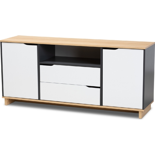 Reed 2 Door Sideboard in White, Oak & Gray Finish