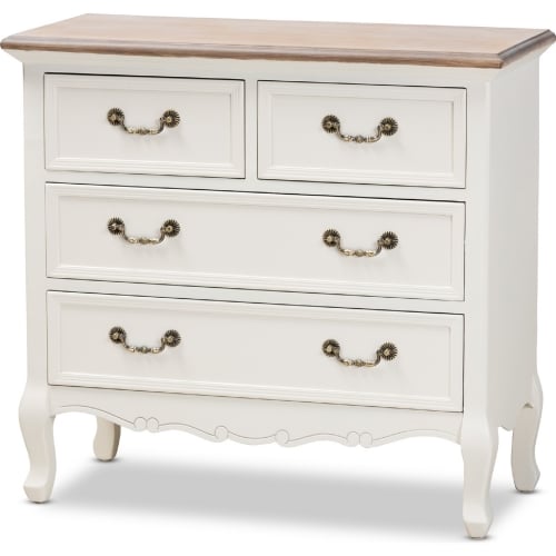 Amalie 4 Drawer Dresser White & Oak Finish Wood