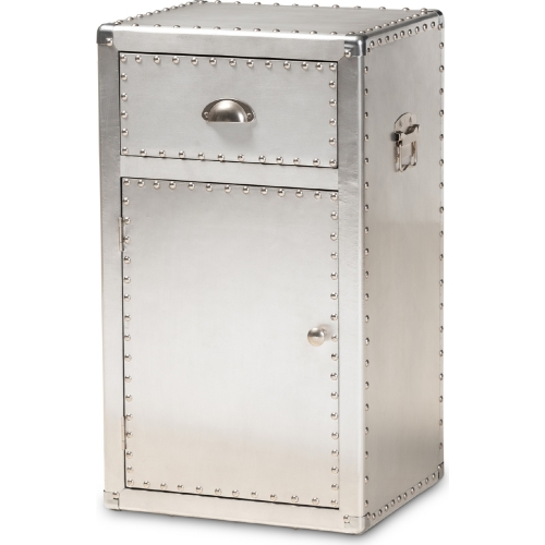 Serge 1 Door Storage Cabinet in Silver Metal