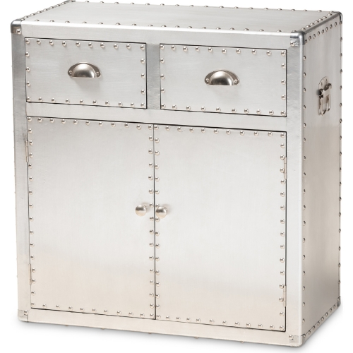 Serge 2 Door Storage Cabinet in Silver Metal