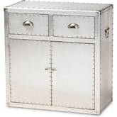 Serge 2 Door Storage Cabinet in Silver Metal