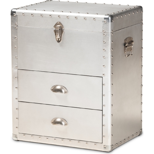 Serge 2 Drawer Storage Cabinet in Silver Metal