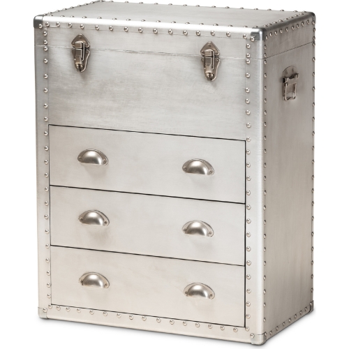 Serge 3 Drawer Storage Cabinet in Silver Metal