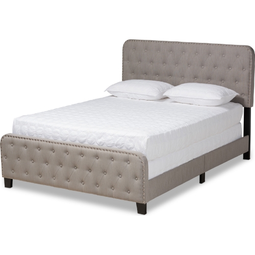 Annalisa Queen Panel Bed in Tufted Gray Fabric