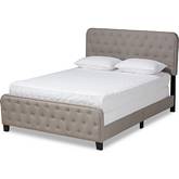 Annalisa King Panel Bed in Tufted Gray Fabric