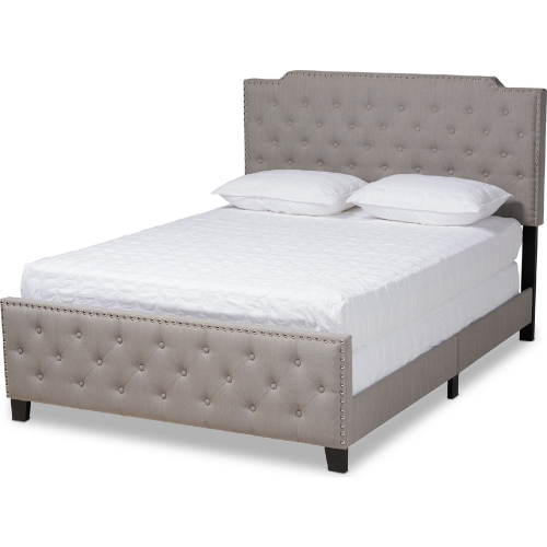 Marion King Panel Bed in Tufted Gray Fabric