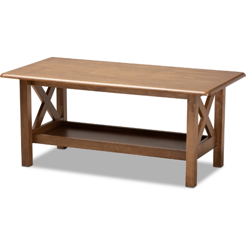 Reese Coffee Table in Walnut Brown Finish Wood