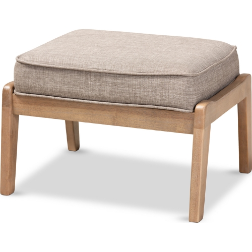 Sigrid Ottoman in Gray Fabric  & Oak Finish