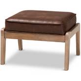 Sigrid Ottoman in Brown Leatherette Fabric & Oak Finish