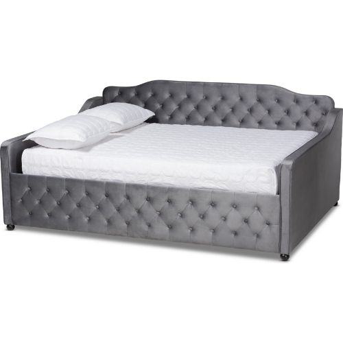 Freda Full Daybed in Tufted Gray Velvet