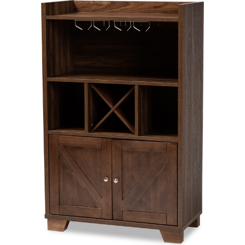 Carrie Wine Storage Cabinet in Walnut Brown Wood